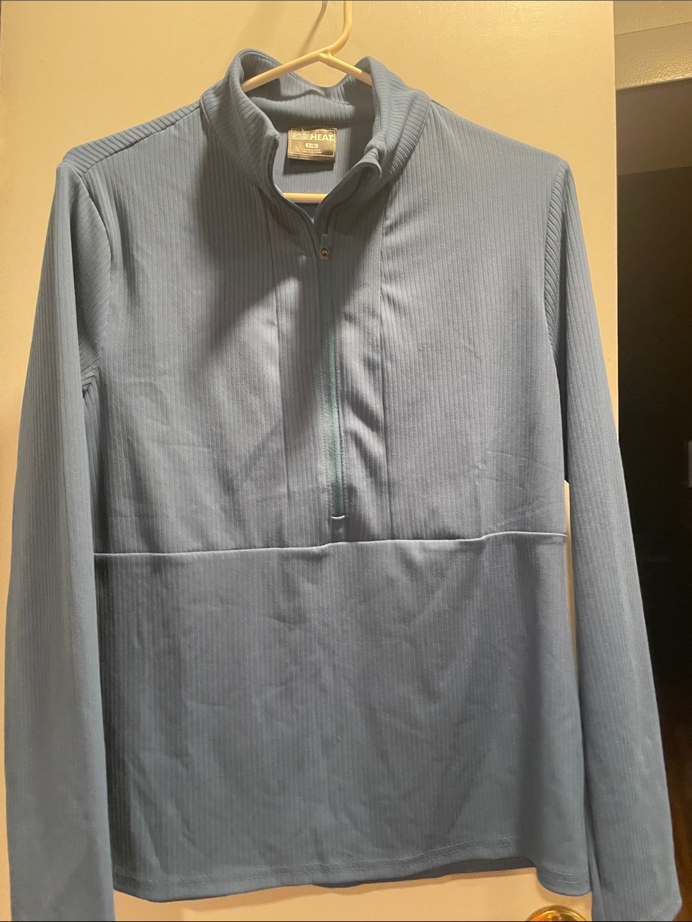 32° HEAT Blue/turquoise  Ribbed Quarter-Zip Pullover Womens L